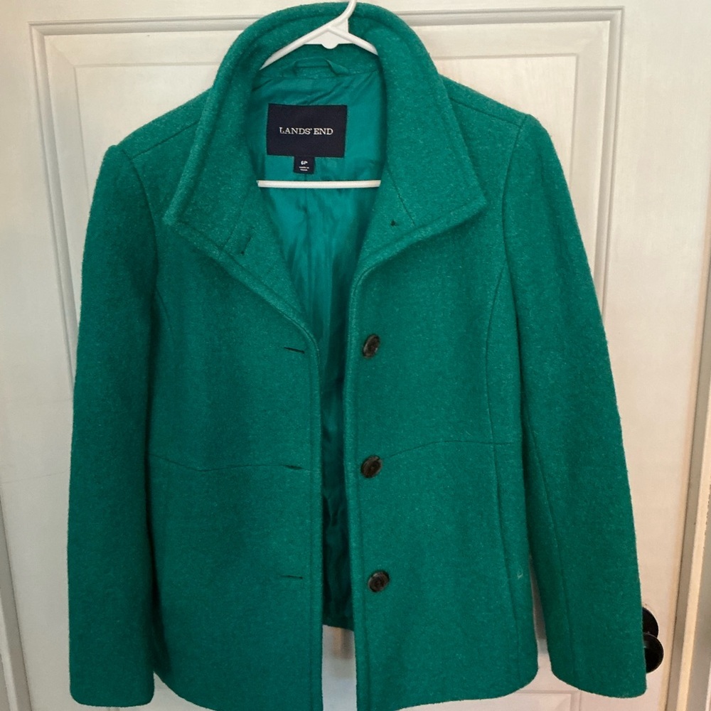Lands' End Women's Teal Pea Coat